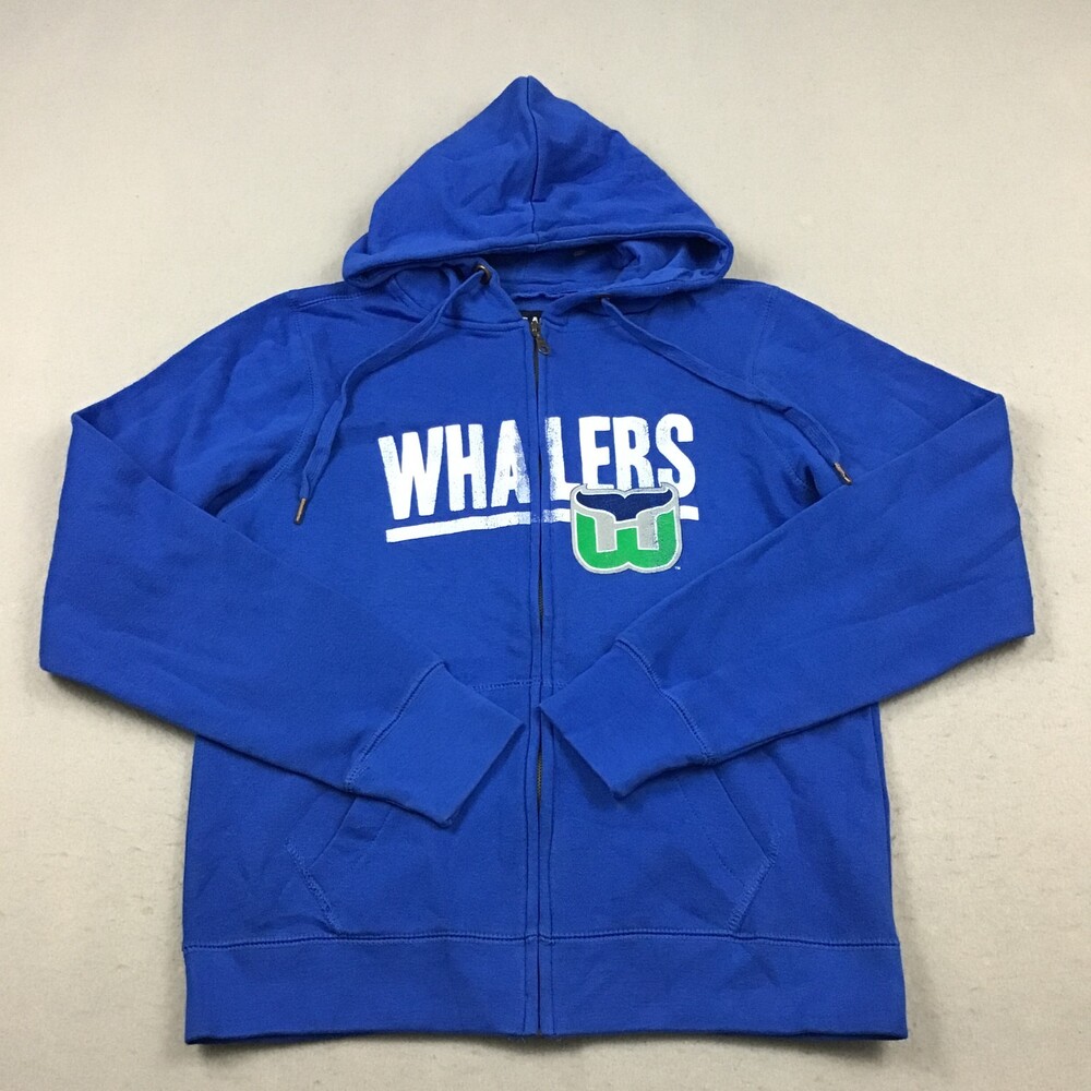 Hartford Whalers Hoodie Women Large Blue Soft As A Grape NHL Full Zip Sweatshirt